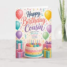 Cartão Parabéns Primo Celebração Colorida