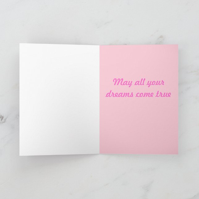 Cartão Parabéns, Princesa Rosa, Bolo-Rosa, Com Cartão-Cor
