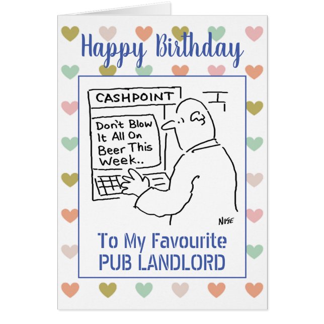 Cartão Parabéns Pub Landlord (Frente)