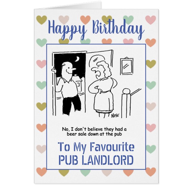 Cartão Parabéns Pub Landlord (Frente)