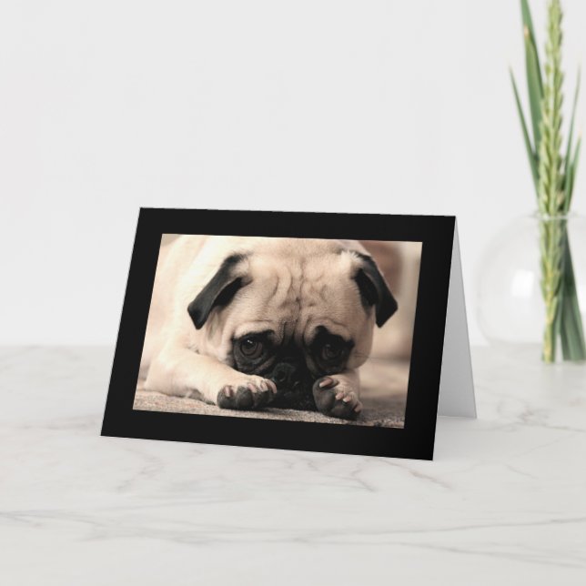 Cartão Parabéns Pug Puppy Dog Black Greeting Card (Frente)