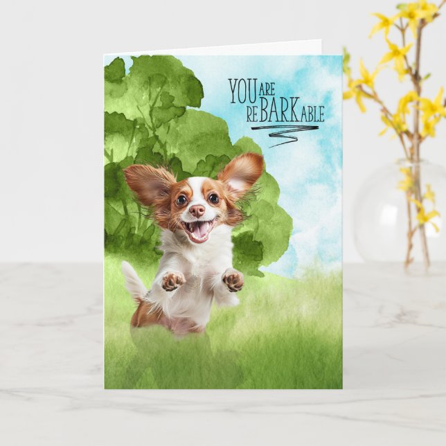 Cartão Parabéns reBARKable Cavalier King Charles (Flor Amarela)
