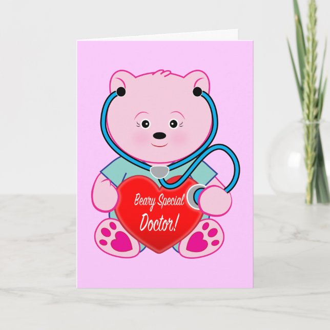 Cartão Parabéns Retirada Médico com Estetoscópio (Frente)