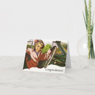 Cartão Parabéns Retro Diversão Carreira Mover nova Cartei