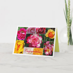 Cartão Parabéns Rosa de Colagem Amarelo Interior