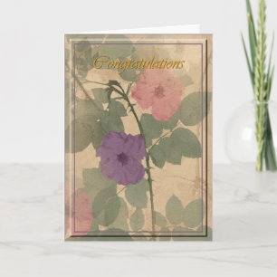 Cartão Parabéns Rosa poeirentos