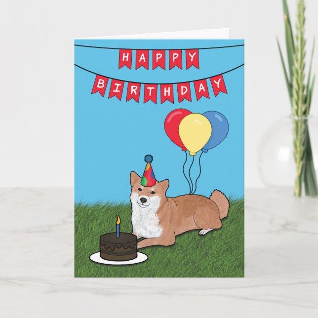 Cartão Parabéns Shiba Inu Dog Card (Frente)