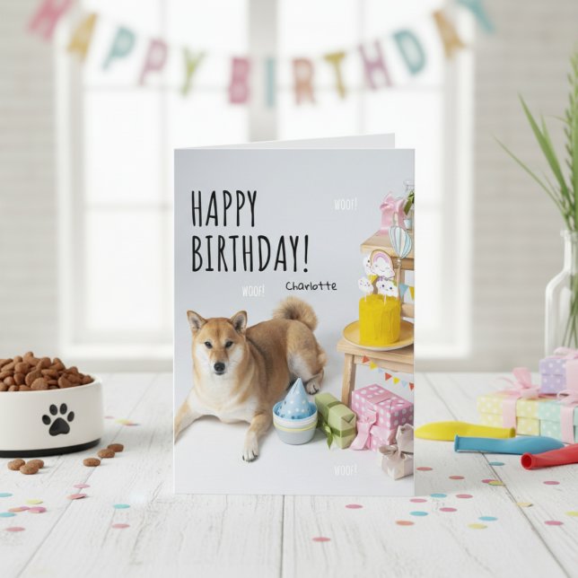 Cartão Parabéns Shiba Inu Party Card (Happy Birthday Shiba Inu Party Card)