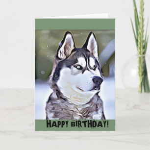 Cartão Parabéns Siberian Husky Digital Painting
