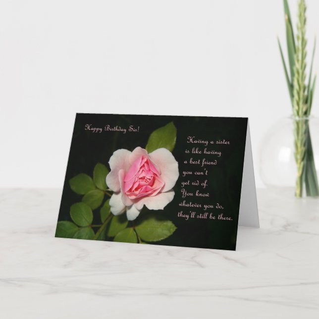 Cartão Parabéns Sis com Rosa Card (Frente)