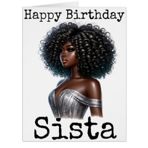 Cartão Parabéns Sista Melanin Mulher Negra Sis