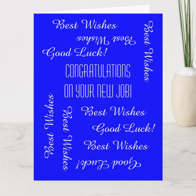 Cartão Parabéns sobre o novo emprego de todos nós, JUMBO (Frente)