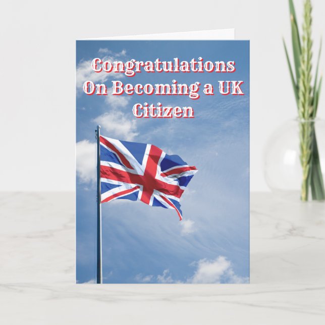 Cartão Parabéns sobre se tornar um cidadão britânico na I (Frente)