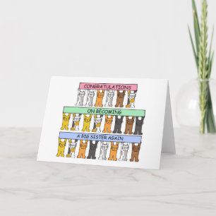 Cartão Parabéns sobre se tornar uma irmã mais velha novam