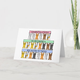 Cartão Parabéns sobre tornar-se uma Irmã Grande a Gêmeos
