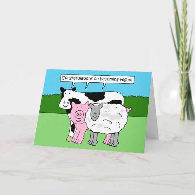 Cartão Parabéns sobre tornar-se Vegan (Frente)