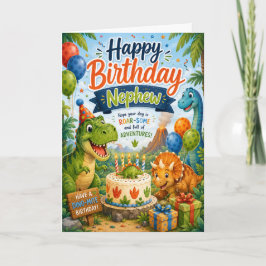 Cartão Parabéns Sobrinho Aventura dos Dinossauros