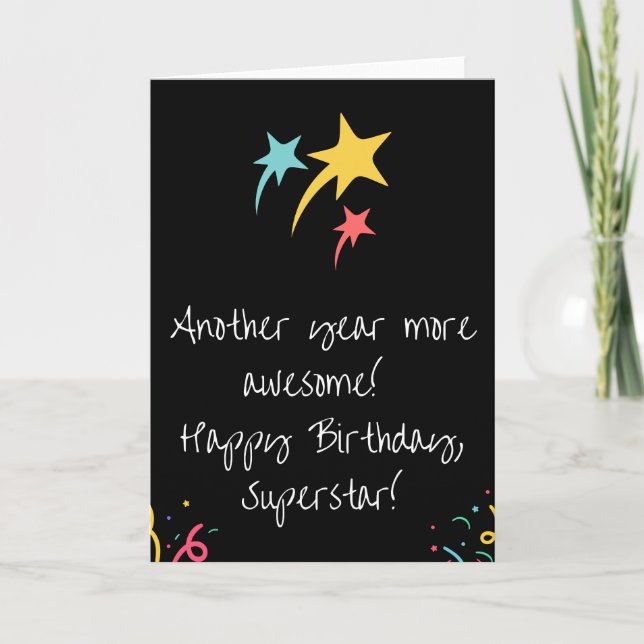 Cartão Parabéns super estrela (Frente)