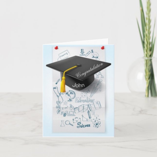 Cartão Parabéns terminaram a escola com o nome pessoal (Frente)