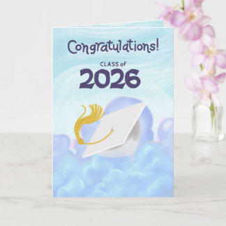 Cartão Parabéns Turma de 2026 Gorro de Formatura Branco