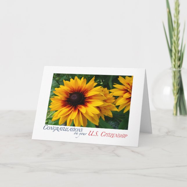 Cartão Parabéns US Cidadania floral (Frente)