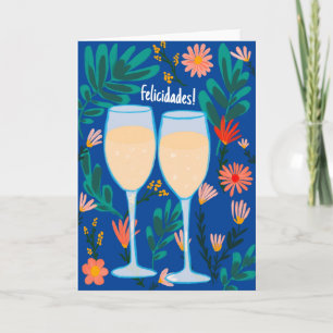 Cartão Parabéns Vinho Espumante Champanhe Floral Saudaçõe