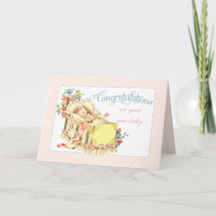 Cartão Parabéns Vintage para o Novo Bebê