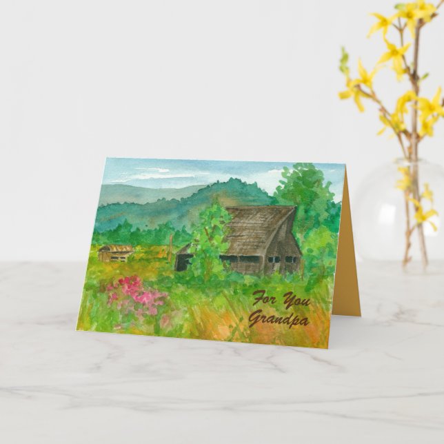 Cartão Parabéns Vovô Barn Fazenda Fields Ranking (Flor Amarela)