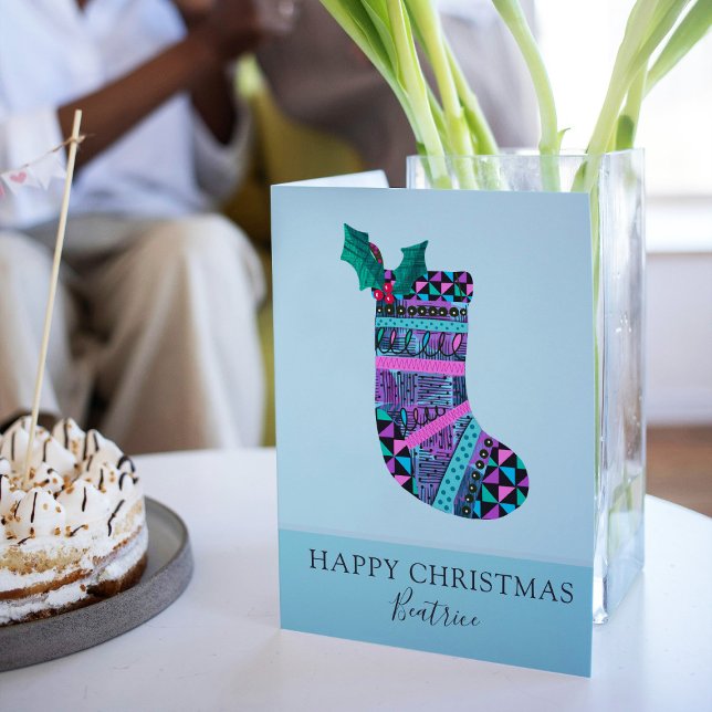 Cartão Parada de Natal com Padrão de Abstrato Monograma (Criador carregado)