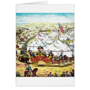 Cartão Parada do circo do vintage