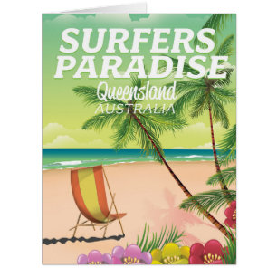 Cartão Paraíso Queensland Austrália dos surfistas