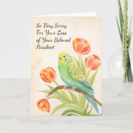 Cartão Parakeet Sympathy with Tulips Pet Loss