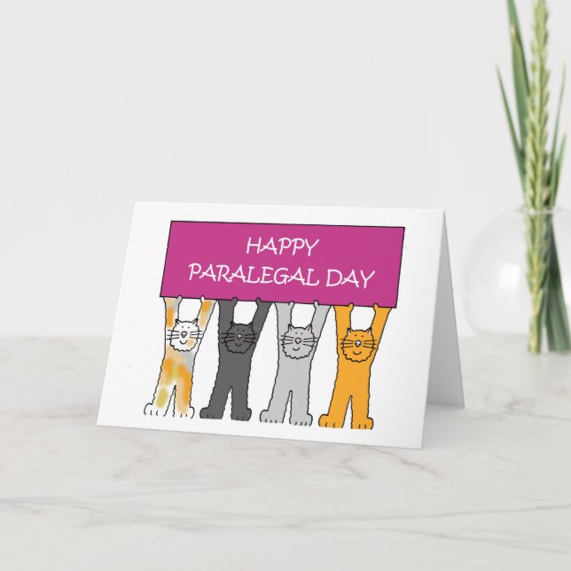Cartão Paralegal Day October Cute Cartoon Cats (Frente)
