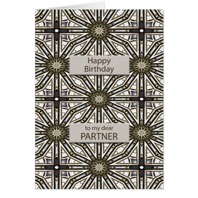Cartão Parceiro Aniversário Abstrato Mandala Design (Frente)