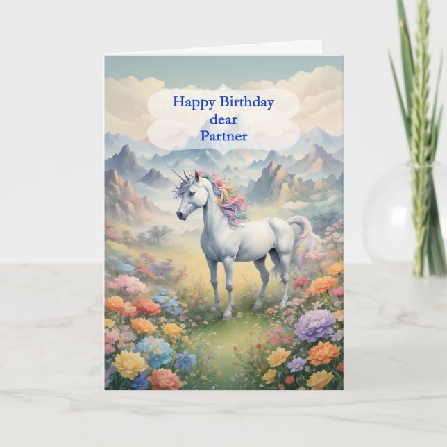 Cartão Parceiro Birthday Unicorn (Frente)