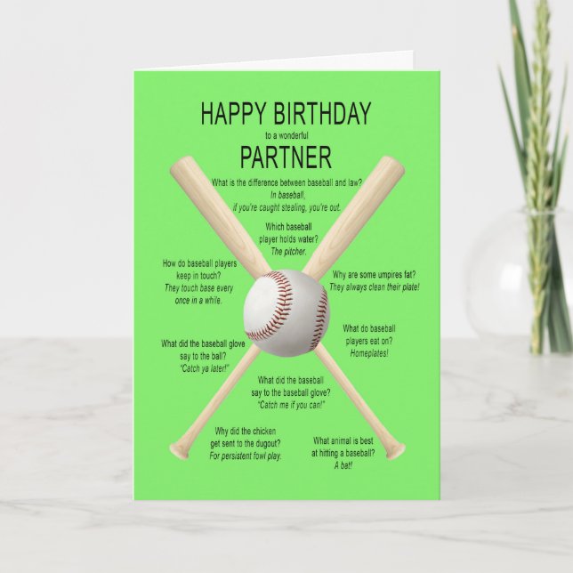 Cartão Parceiro, piadas de beisebol de aniversário (Frente)