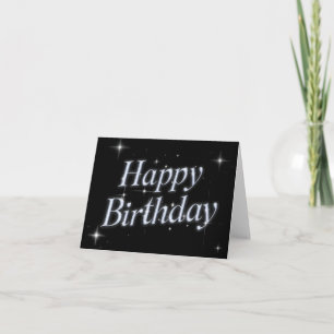 Cartão Pardal preto metálico y2k feliz aniversário
