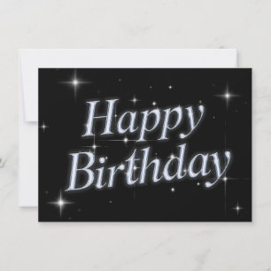 Cartão Pardal preto metálico y2k feliz aniversário