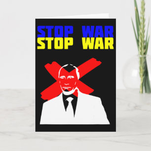 Cartão Pare a Guerra Anti Putin Face Bandeira Ucraniana