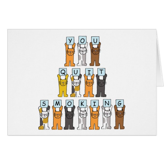 Cartão Pare De Fumar Gatos De Cartoon (Frente Horizontal)