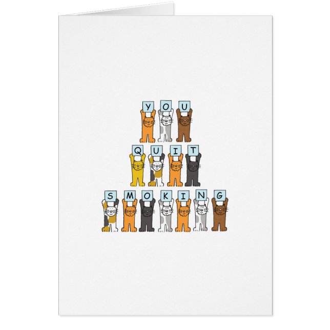 Cartão Pare De Fumar Gatos De Cartoon (Frente)