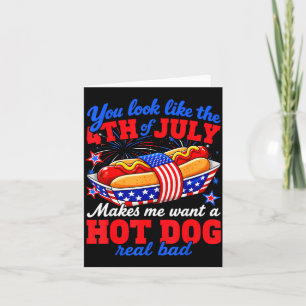 Cartão Parece Cachorro Quente do Dia 4 de Julho Patriótic