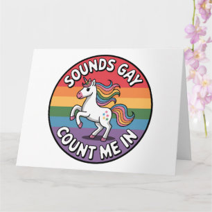 Cartão Parece Gay Me Inclua Unicórnio Bandeira Arco-Íris 