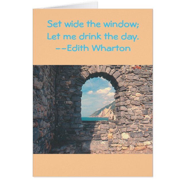 CARTÃO "PAREDE DE PEDRA COM JANELA AO MAR" (FOTO) (Frente)