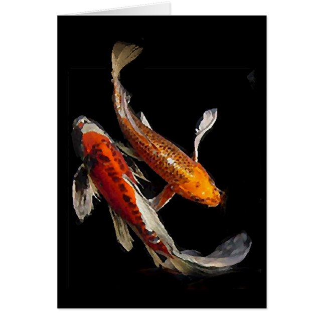 Cartão Pares dramáticos de Koi com provérbio japonês (Frente)