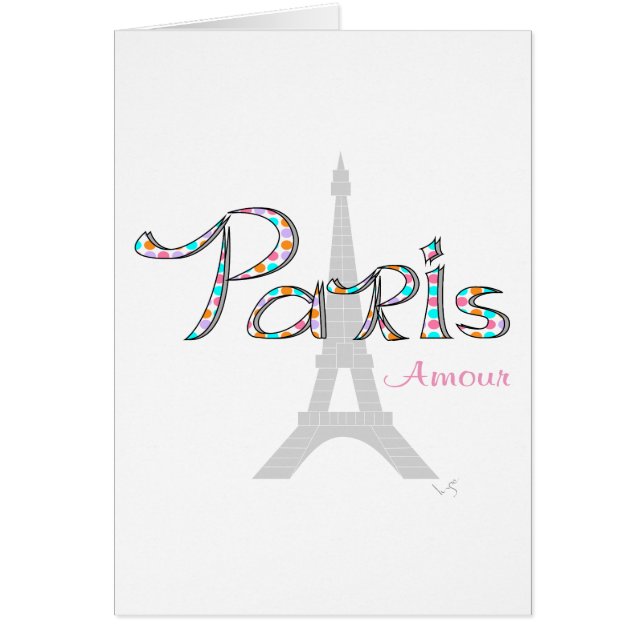 Cartão PARIS Amour com Torre Eiffel (Frente)