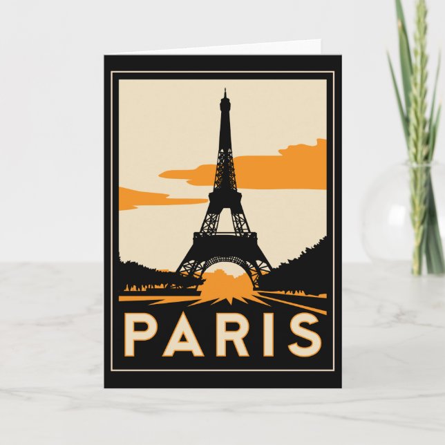 Cartão paris art deco retro poster de viagens (Frente)