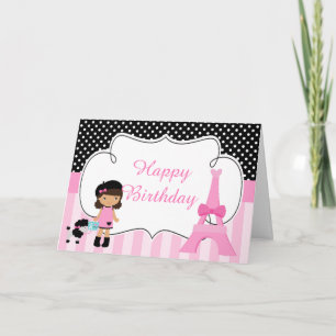 Cartão Paris Eiffel Tower African American Girl