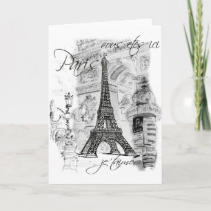 Cartão Paris Eiffel Tower French Scene Collage