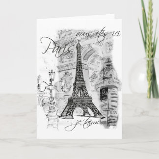 Cartão Paris Eiffel Tower French Scene Collage